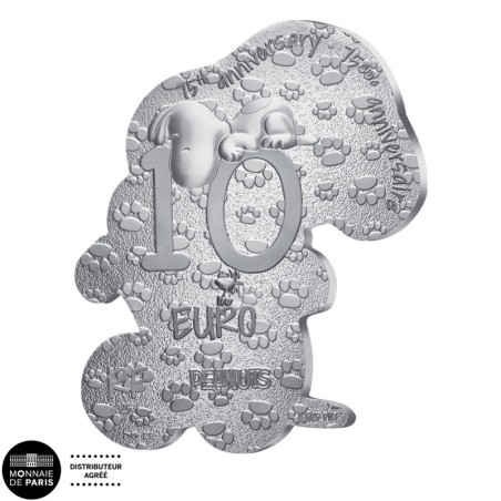 10 euros France 2025, BE, 75 ans de PEANUTS - SNOOPY - Forme colorisée