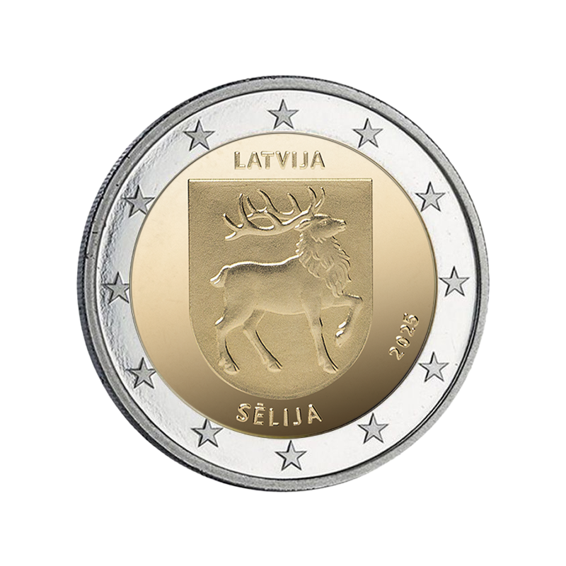 Pièce de 2 euros Lettonie 2025, UNC, La région SELIJA Pièce de 2 euros Lettonie 2025, UNC, La région SELIJA