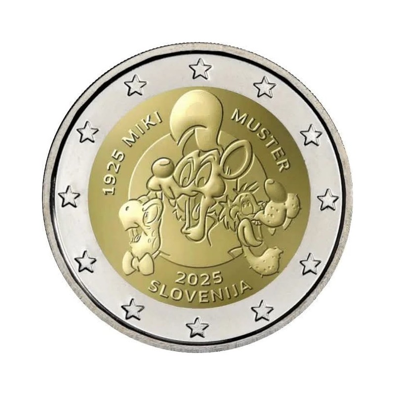 Pièce de 2 euros Slovénie 2025, BE, Les 100 ans de Miki Muster Pièce de 2 euros Slovénie 2025, BE, Les 100 ans de Miki Muster