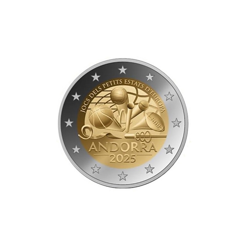 Pièce de 2 euros Andorre 2025, BU, Jeux des petits Etats d'Europe Pièce de 2 euros Andorre 2025, BU, Jeux des petits Etats d'Europe