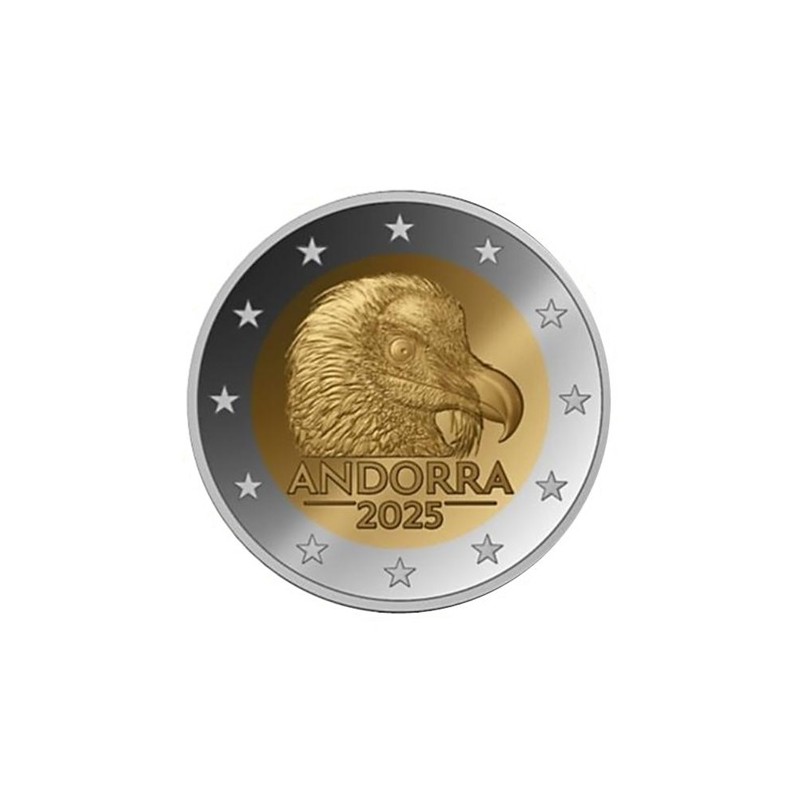 2 euros Andorre 2025, BU, Le Gypaète barbu