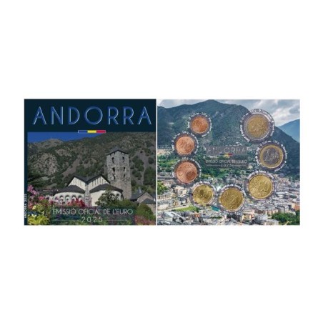 Série 8 pièces Euros Andorre 2025, BU, Face nationale classique