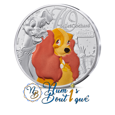 10 euros France 2025, Argent colorisé, UNC, Les classiques Disney "La Belle et le Clochard"