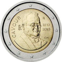 2 Euros Italie 2010, UNC, 200ᵉ anniversaire de la naissance de l’homme politique italien Camillo Benso, compte de Cavour