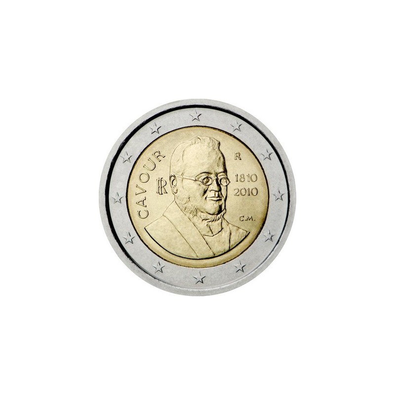 2 Euros Italie 2010, UNC, 200ᵉ anniversaire de la naissance de l’homme politique italien Camillo Benso, compte de Cavour