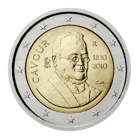 2 Euros Italie 2010, UNC, 200ᵉ anniversaire de la naissance de l’homme politique italien Camillo Benso, compte de Cavour