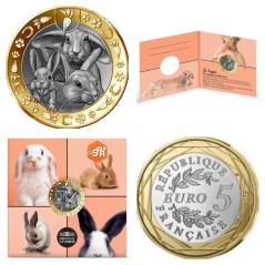 5 euros France 2025, UNC, Les 80 ans de la SPA, les lapins