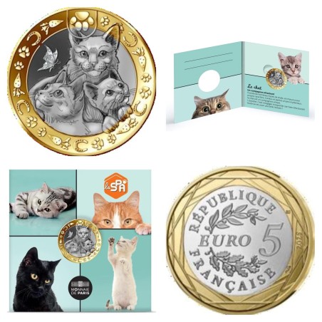 5 euros France 2025, UNC, Les 80 ans de la SPA, les Chats