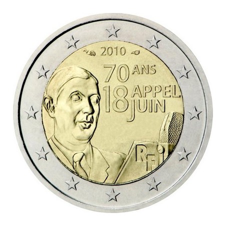 2 Euros France 2010, UNC, 70ᵉ anniversaire de l’appel du 18 juin