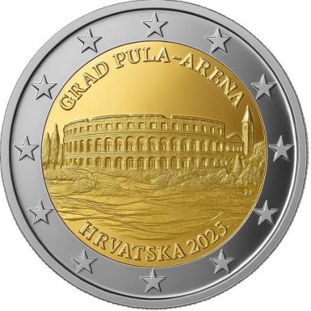 2 euros Croatie 2025, UNC, l'Arène de Pula