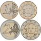 Duo de 1€ et 2€ Monaco 2025, UNC, Nouveau portrait Prince Albert II