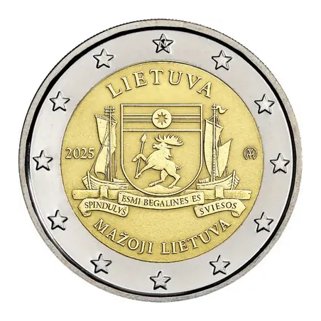 2 euros Lituanie 2025, UNC, La région de Mazoji Lietuva (petite Lituanie)