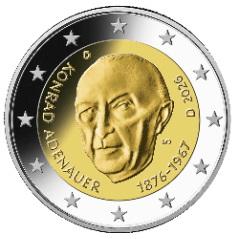 Pièce de 2 euros Allemagne 2026, UNC,  Konrad ADENAUER Atelier J