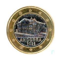 1 Euro Andorre 2025, UNC, Face Nationale Courante