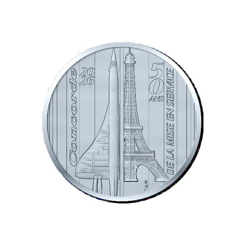 Pièce de 10 euros France 2026,Argent UNC, Les 50 ans du Concorde