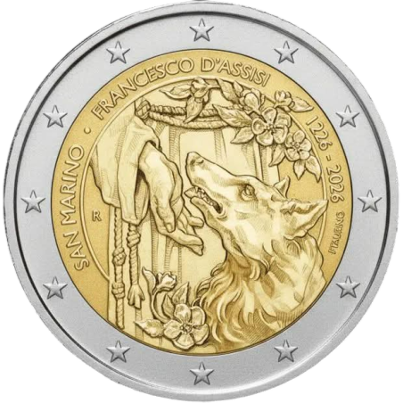 Pièce de 2 euros Saint Marin 2026, BE, Les 800 ans de la mort de François d'Assise