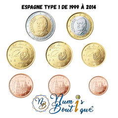 Série 8 pièces Espagne 2005, UNC, Face Nationale