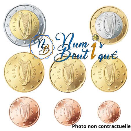Série 8 pièces euro Irlande 2007, UNC, Face nationale