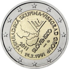 2 Euros Slovaquie 2011, UNC, 20ᵉ anniversaire du groupe Visegrád