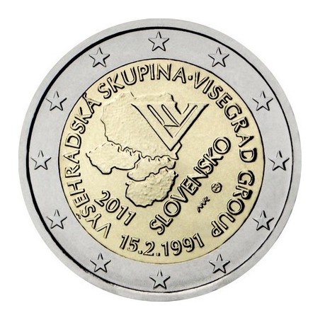 2 Euros Slovaquie 2011, UNC, 20ᵉ anniversaire du groupe Visegrád