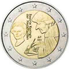 2 Euros Pays-Bas 2011, UNC, 500ᵉ anniversaire de l’impression de l’Éloge de la folie par Érasme