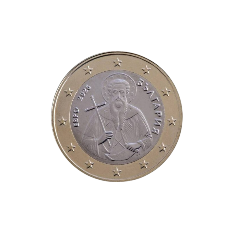 Pièce de 1 euros Bulgarie 2026, UNC, Face Nationale courante - Le Saint Ivan Rilski Pièce de 1 euros Bulgarie 2026, UNC, Face Nationale courante - Le Saint Ivan Rilski