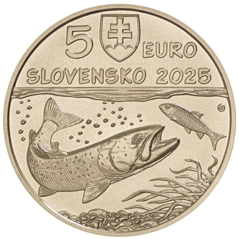 5 Euros Slovaquie 2025, UNC, Saumon du Danube
