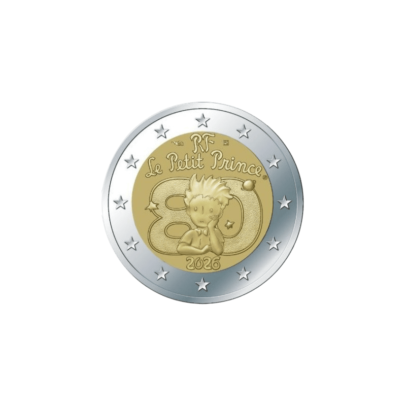 Pièce de 2 euros France 2026, UNC issu de BU, les 80 ans du petit Prince Coincard