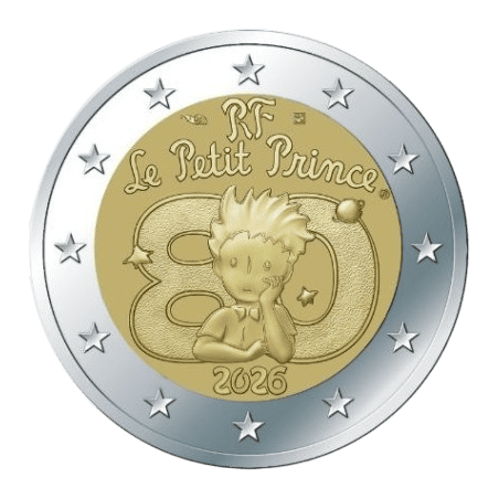2 euros France 2026, UNC issu de BU, les 80 ans du petit Prince Coincard