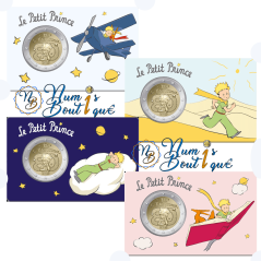 Lot des 4x2 euros France 2026, BU, les 80 ans du petit Prince Coincard Avion, Désert, Livre, Nuage