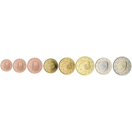 Série 8 pièces Espagne 2020, UNC, Face Nationale, type 2