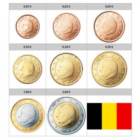 Série 8 pièces, BELGIQUE 2018, UNC, Face Nationale