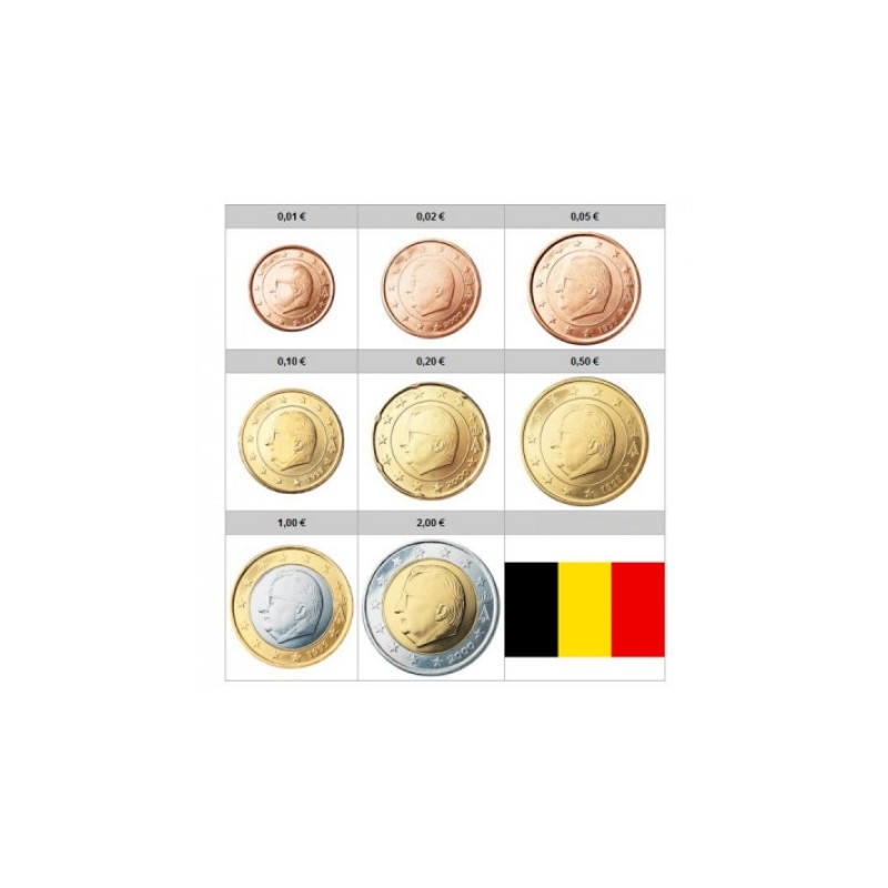 Série 8 pièces, BELGIQUE 2007, UNC, Face Nationale