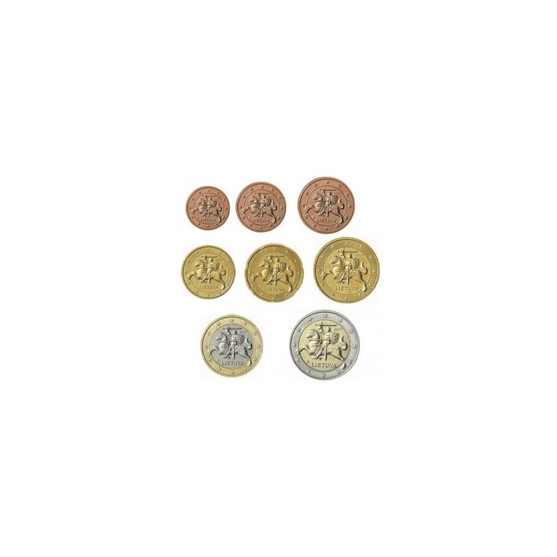 Série 8 pièces, LITUANIE 2015, UNC, Face Nationale