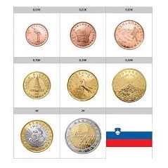 Série 8 pièces, SLOVENIE 2007, UNC, Face Nationale