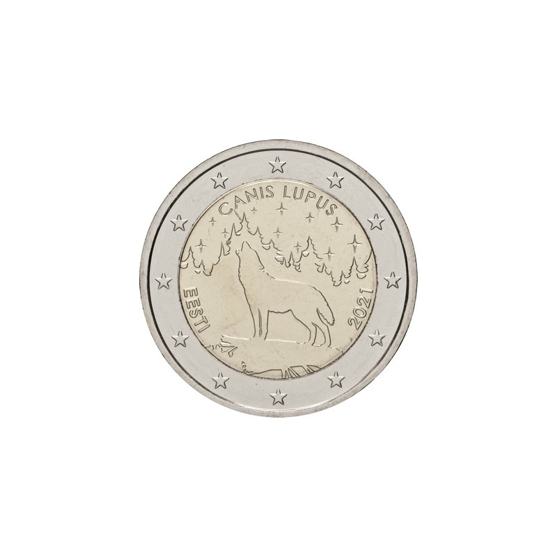 2 Euros Estonie 2021, BU, Le loup