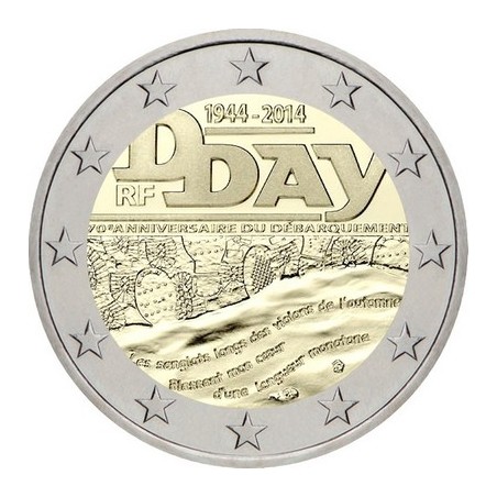 2 Euros France 2014,BU, 70ᵉ anniversaire du débarquement en Normandie