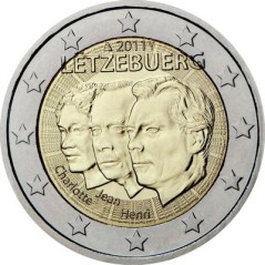 2 Euros Luxembourg 2011, UNC, 50 ans de la désignation de son fils Jean comme héritier par la Grande-Duchesse Charlotte