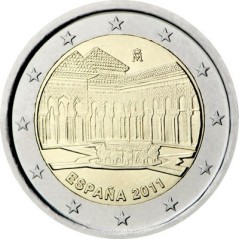 2 Euros Espagne 2011, UNC, Alhambra de Grenade, inscrit au patrimoine mondial de l’UNESCO depuis 1984