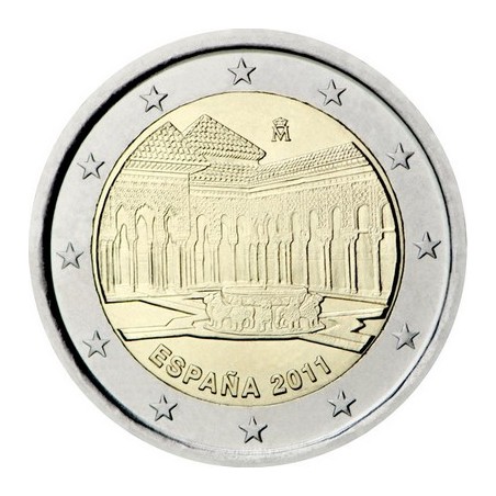 2 Euros Espagne 2011, UNC, Alhambra de Grenade, inscrit au patrimoine mondial de l’UNESCO depuis 1984