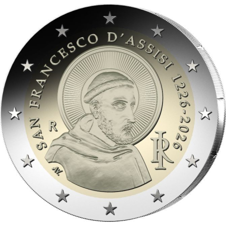 2 Euros Italie 2026, BU, 800e anniversaire de la mort de saint François d’Assise