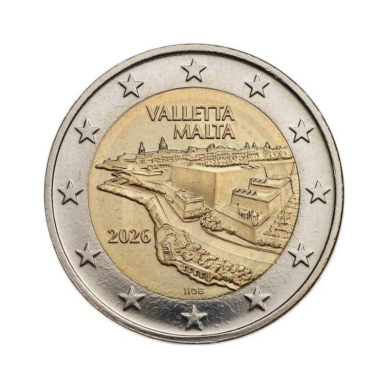 Pièce de 2 Euros Malte 2026, UNC, Ville de la valletta Pièce de 2 Euros Malte 2026, UNC, Ville de la valletta