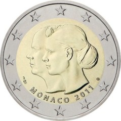 2 Euros Monaco 2011, UNC, Mariage du Prince Albert II et de Charlene Wittstock