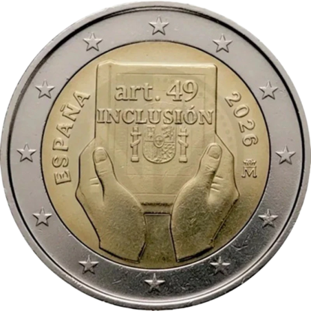 2 Euros Espagne 2026, UNC, Handicap, Protection, Droits et Inclusion