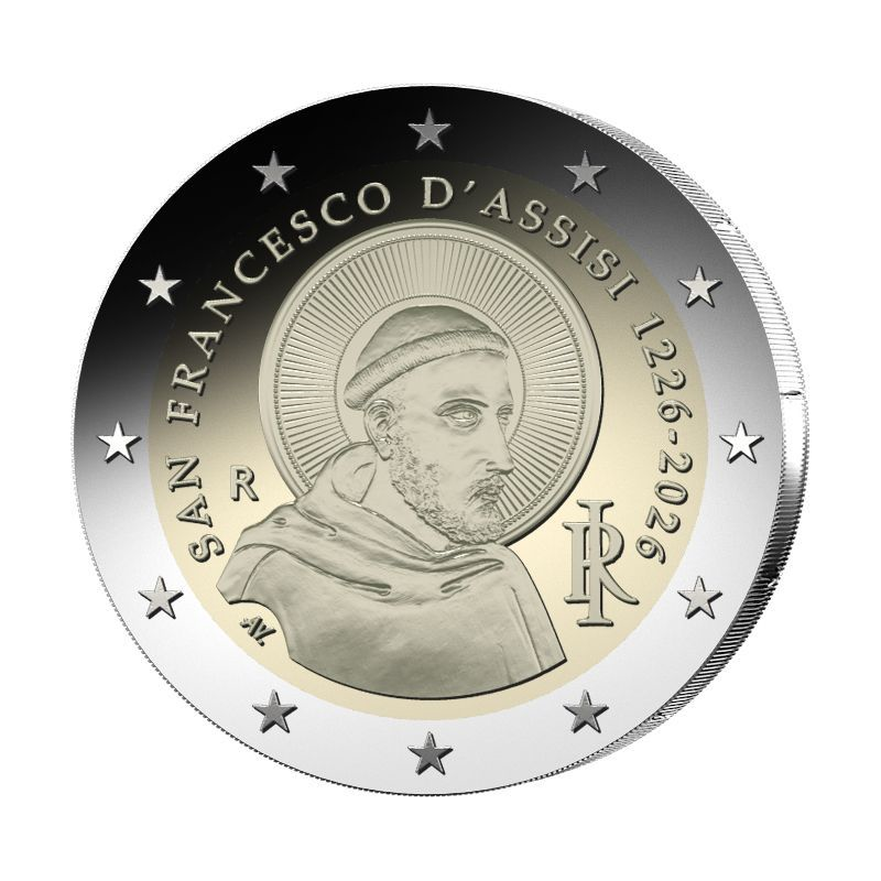 Pièce de 2 Euros Italie 2026, BE, 800e anniversaire de la mort de saint François d’Assise