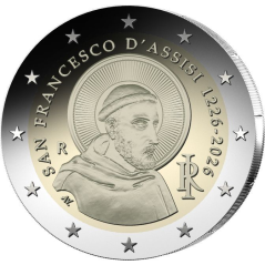 Pièce de 2 Euros Italie 2026, BEPI, 800e anniversaire de la mort de saint François d’Assise