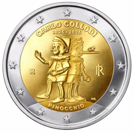 Pièce de 2 euros Italie 2026, BEPI, les 200e anniversaire de Carlo Collodi – Pinocchio