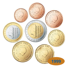 Série 8 pièces Pays-Bas 1999, UNC, Face Nationale courante type 1