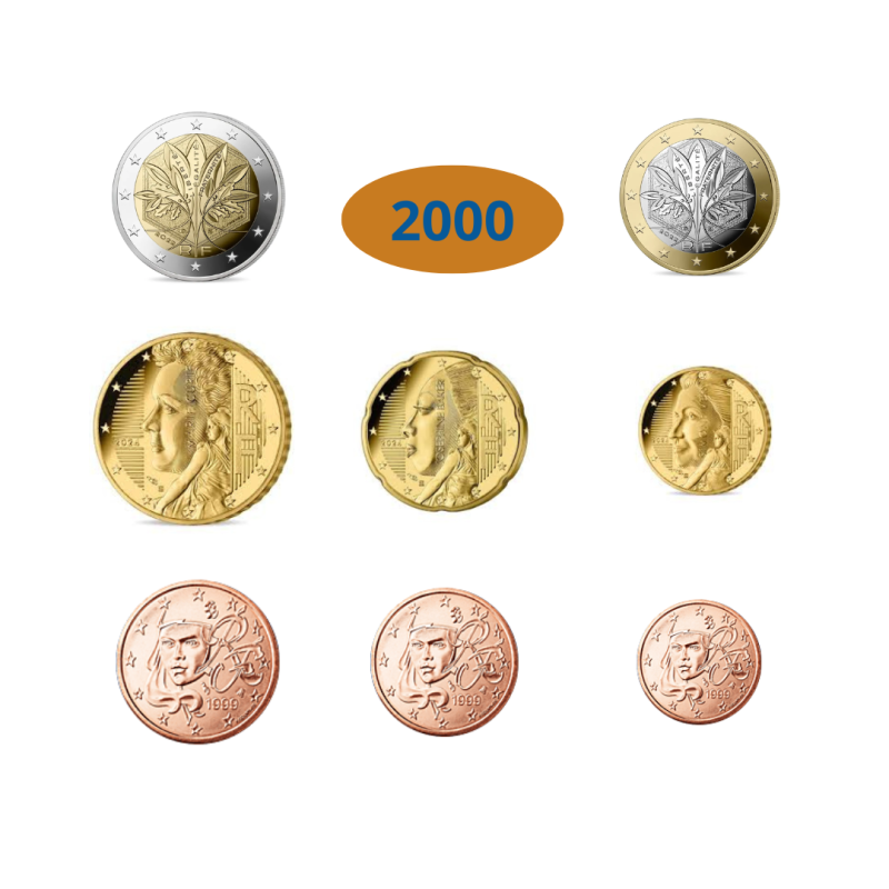 Série 8 pièces France 2000, UNC, Face Nationale Série 8 pièces France 2000, UNC, Face Nationale