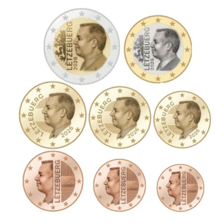 Coffret BU 9 pièces euro, Luxembourg 2026, Face nationale - LA RÉGION ÉISLEK (Version Grand-Duc Guillaume)